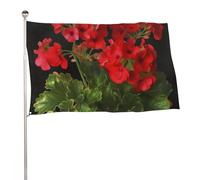 Bandiera con gerani rossi 61 x 88,9 cm, stampa su entrambi i lati, bandiera decorativa da giardino, non sbiadisce, con occhielli in ottone, sfondo fotografico da appendere, per interni ed esterni