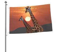 Bandiera con giraffa al tramonto, 0,6 x 0,9 m, stampa su entrambi i lati, bandiere da giardino, bandiera da cortile per esterni, bandiere per vacanze, banner regalo con occhielli, sfondo fotografico