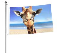 Bandiera con giraffa da spiaggia, 0,9 x 90 cm, stampa su entrambi i lati, bandiere da giardino, bandiera da cortile per esterni, bandiere per vacanze, banner regalo con occhielli sfondo fotografico