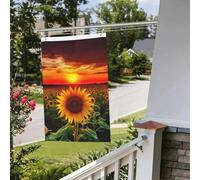 Bandiera con girasole al tramonto, 6 x 0,9 m, per interni ed esterni, primavera, estate, autunno, inverno, da giardino, con occhiello, verticale, su entrambi i lati, per decorazioni da cortile