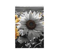 Bandiera con girasoli bianchi e neri, 9 x 1,5 m, bandiere da giardino vivaci su entrambi i lati, striscione di benvenuto stagionale con occhielli in ottone, decorazione sfondo fotografico per cortile