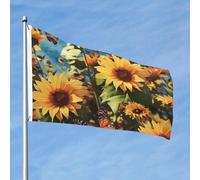 Bandiera con girasoli e farfalle, 0,6 x 0,9 m, doppia faccia, non sbiadisce, bandiera da giardino di benvenuto, bandiera da giardino con ottone per esterni, decorazione per cortile, portico, prato