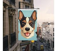Bandiera con icona del cane, 1,5 x 1,5 m, bandiere da giardino per esterni, resistenti, con occhielli, bandiere decorative da cortile, grande striscione per feste esterne e interni, decorazione per la