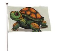 Bandiera con illustrazione tartaruga cartone animato, 119,4 x 177,8 cm, stampa su entrambi i lati, bandiera decorativa da giardino, non sbiadisce, con occhielli in ottone, sfondo fotografico da