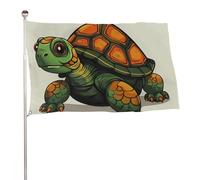 Bandiera con illustrazione tartaruga in stile cartone animato, 89 x 150 cm, stampa su entrambi i lati, bandiera decorativa da giardino, non sbiadisce, con occhielli in ottone, sfondo fotografico da