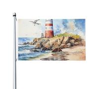 Bandiera con immagine di gabbiano, 90 x 150 cm, double-face, in poliestere, da appendere, con occhielli in metallo, resistente allo sbiadimento, leggera, per cortile, balcone, prato, feste