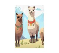 Bandiera con lama e alpaca, 0,9 x 1,5 m, bandiere da giardino vivaci su entrambi i lati, striscione di benvenuto stagionale con occhielli in ottone, decorazione sfondo fotografico per cortile, portico
