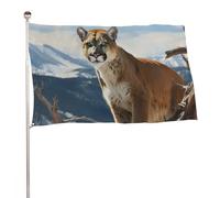 Bandiera con leone di montagna pantera, 89 x 150 cm, stampa su entrambi i lati, bandiera decorativa da giardino, non sbiadisce, con occhielli in ottone, sfondo fotografico da appendere, per interni ed