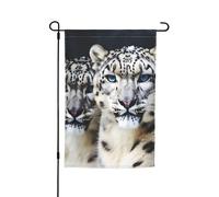 Bandiera con leopardo delle nevi dagli occhi azzurri 30,5 x 45,7 cm bandiere da esterno verticali su entrambi i lati bandiera da giardino grande cartello bandiere per casa cortile esterno bandiera