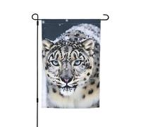Bandiera con leopardo delle nevi dagli occhi azzurri, 30,5 x 45,7 cm, bandiere per esterni, verticale, doppia faccia, bandiera da giardino grande per casa, cortile, bandiera decorativa per prato
