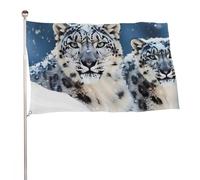 Bandiera con leopardo delle nevi dagli occhi blu, 152,4 x 243,8 cm, stampa su entrambi i lati, bandiera decorativa da giardino, non sbiadisce, con occhielli in ottone, sfondo fotografico da appendere