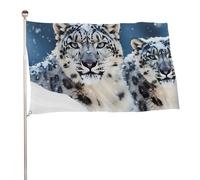 Bandiera con leopardo delle nevi dagli occhi blu, 89 x 150 cm, stampa su entrambi i lati, bandiera decorativa da giardino, non sbiadisce, con occhielli in ottone, sfondo fotografico da appendere, per