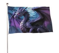 Bandiera con luna viola drago viola, 119,4 x 177,8 cm, stampa su entrambi i lati, bandiera decorativa da giardino, non sbiadisce, con occhielli in ottone, sfondo fotografico da appendere per interni