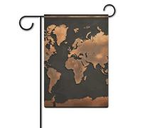 Bandiera con mappa del mondo ruggine 30,5 x 45,7 cm, in poliestere, double face, bandiere da giardino, benvenuto, bandiere, decorazione per esterni, cortile, portico, prato