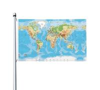 Bandiera con mappa del mondo stampata da 9 x 1,5 m, decorazione per feste, con occhielli, adatta per interni ed esterni