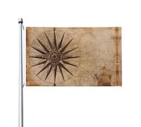 Bandiera con mappa della bussola stampata nautica da 9 x 1,5 m, decorazione per feste, con occhielli, adatta per uso interno ed esterno