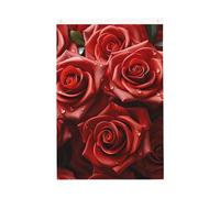 Bandiera con molte rose rosse, 0,9 x 1,5 m, bandiere da giardino vivaci su entrambi i lati, striscione di benvenuto stagionale con occhielli in ottone, decorazione sfondo fotografico per cortile
