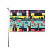 Bandiera con motivi geometrici stampati per feste all'aperto (91,4 x 152,4 cm) - ideale per giardino, cortile e decorazioni natalizie