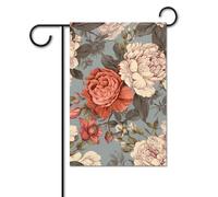 Bandiera con motivo floreale di peonia 30,5 x 45,7 cm bandiere per esterni divertente bandiera per feste banner stampato su entrambi i lati bandiere da giardino benvenuto fuori cortile bandiera per