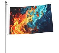 Bandiera con motivo fuoco e acqua, 2 x 3 m, stampa su entrambi i lati, bandiere da giardino, bandiera da cortile per esterni, bandiere per vacanze, banner regalo con occhielli sfondo fotografico per