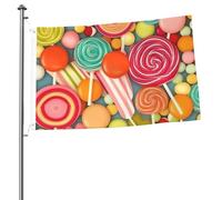 Bandiera con motivo lecca-lecca, 6 x 0,9 m, stampa su entrambi i lati, bandiere da giardino, bandiera da cortile per esterni, bandiere per vacanze, banner regalo con occhielli sfondo fotografico per