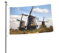 Bandiera con mulini a vento da 0,9 x 0,9 m, stampa su entrambi i lati, bandiere da giardino, bandiera da cortile per esterni, bandiere per vacanze, banner regalo con occhielli sfondo fotografico per