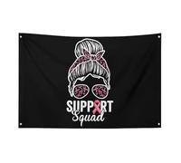 Bandiera con nastro rosa a sostegno delle donne che lottano contro il cancro al seno, 3x5 piedi, striscione da giardino con 4 fori, decorazione per interni ed esterni.