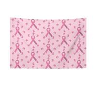 Bandiera con nastro rosa per il mese della consapevolezza sul cancro al seno, 3x5 piedi, striscione da giardino con 4 fori, decorazione per interni ed esterni.