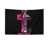 Bandiera con nastro rosa per la lotta contro il cancro al seno, 3x5 piedi, striscione da giardino con 4 fori, decorazione per interni ed esterni.