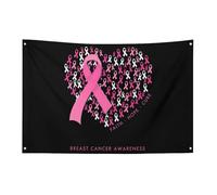 Bandiera con nastro rosa per la sensibilizzazione sul cancro al seno, fede, speranza, amore, girasole, 3x5 piedi, striscione da giardino con 4 fori, decorazione per interni ed esterni.