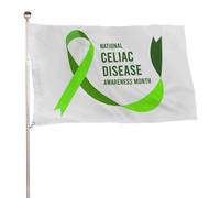 Bandiera con nastro verde chiaro per celiachia, decorazione per feste, arazzo da parete, 35x59 pollici