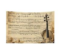 Bandiera con note musicali con 4 occhielli, bandiere su un lato in poliestere resistente, striscioni resistenti alle intemperie per dormitori, feste, riprese, festival, decorazione 119,4 x 177,8 cm