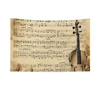 Bandiera con note musicali con 4 occhielli, bandiere su un lato in poliestere resistente, striscioni resistenti alle intemperie per dormitori, feste, riprese, festival, decorazione 89 x 149,9 cm