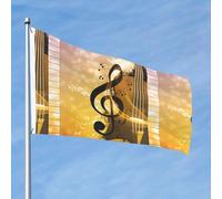 Bandiera con note musicali per pianoforte, violino, 0,8 x 0,9 m, double face, non sbiadisce, bandiera da giardino con ottone per esterni, decorazione per cortile, portico, prato, decorazione