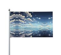 Bandiera con nuvole bianche sul mare. Bandiera da giardino da esterno 0,9 x 1,5 m, striscione in poliestere con stampa vivida, facile da appendere per feste in patio e campeggio.