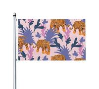 Bandiera con occhielli a tema tigri nella giungla, ideale per giardino, cortile, patio e decorazione per la casa. 152 cm x 91 cm.