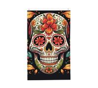 Bandiera Con Occhielli, Colorful Sugar Skull Personalizzata Bandiere Da Balcone Per Balcone Decorazione Bandierine 90X150Cm