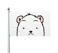 Bandiera Con Occhielli, Cute White Bear Colori Vivaci Bandiere Da Balcone Per Esterno Decorazione Flag 90X150Cm