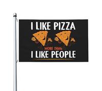 Bandiera Con Occhielli, I Like Pizza More Than I Like People Resistente Alle Intemperie Bandiere Da Giardino Per Celebrazione Esterno Bandierine 90X150Cm