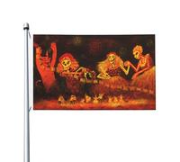 Bandiera Con Occhielli, Joyous Dancing At Day Of The Dead Fiesta Resistente Alle Intemperie Bandiere Da Giardino Per Interno Esterno Flag 90X150Cm