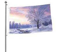 Bandiera con paesaggio invernale, 0,6 x 0,9 m, stampa su entrambi i lati, bandiere da giardino, bandiera da cortile per esterni, bandiere per vacanze, banner regalo con occhielli sfondo fotografico