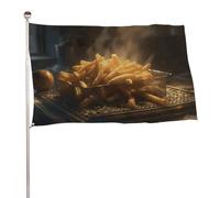 Bandiera con patatine fritte 119,4 x 177,8 cm, stampa su entrambi i lati, bandiera decorativa da giardino, non sbiadisce, con occhielli in ottone da appendere, sfondo fotografico per interni ed