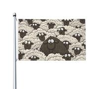 Bandiera con pecore bianche e nere in cartone animato, 150 x 90 cm, con occhielli a doppia faccia, bandiera da giardino, grande striscione, bandierine per casa, cortile, bandiera decorativa esterna