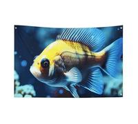 Bandiera con pesci che nuotano, 89 x 150 cm, non sbiadisce, bandiera di benvenuto, giardino, cortile, casa, bandierine decorative per interni ed esterni, decorazione per la casa