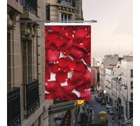 Bandiera con petali di rosa rossa, 9 x 1,5 m, bandiere da giardino resistenti per la casa con occhielli bandiere decorative da cortile grande striscione per feste interne esterne decorazioni per la