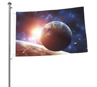 Bandiera con pianeti nello spazio, 0,6 x 0,9 m, stampa su entrambi i lati, bandiere da giardino, bandiera da cortile per esterni, bandiere per vacanze, banner regalo con occhielli, sfondo fotografico