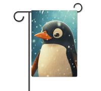 Bandiera con pinguino nella neve, 30,5 x 45,7 cm, in poliestere, double face, bandiere da giardino di benvenuto, striscione decorativo per esterni, per cortile, portico, prato