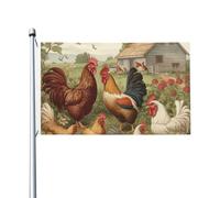 Bandiera con polli e fattoria 3 x 1,5 m bandiera per esterni bandiera da giardino per vacanze banner da giardino di benvenuto banner per casa giardino cortile prato bandiere decorative, bandiera per