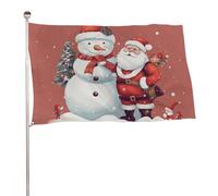 Bandiera con pupazzo di neve di Babbo Natale, 119,4 x 177,8 cm, stampa su entrambi i lati, bandiera decorativa da giardino, non sbiadisce, con occhielli in ottone, sfondo fotografico da appendere per