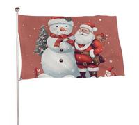 Bandiera con pupazzo di neve di Babbo Natale, 152,4 x 243,8 cm, stampa su entrambi i lati, bandiera decorativa da giardino, non sbiadisce, con occhielli in ottone da appendere, sfondo fotografico per